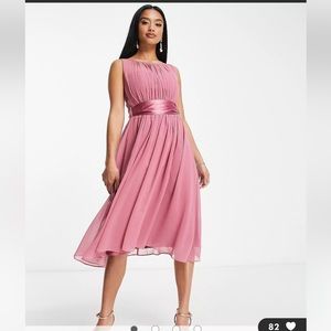 Little Mistress Petite Bridesmaid skate dress in mauve